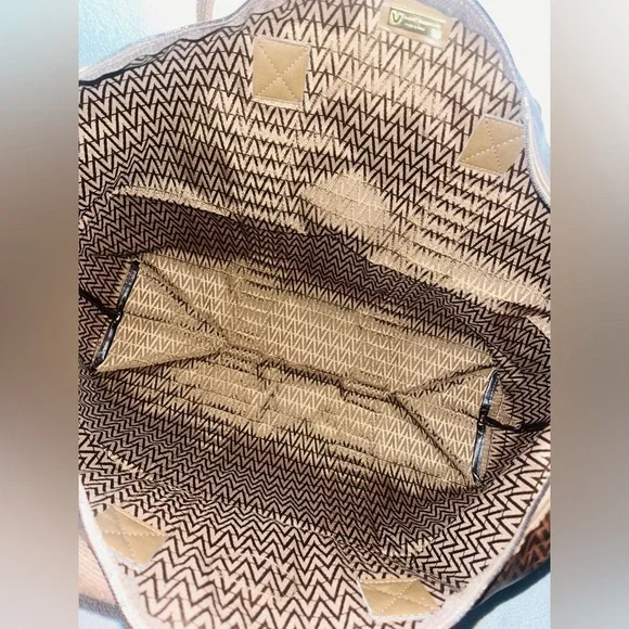 Mario Valentino Soft PVC Monogram Foldable Overnight Travel Tote Bag - Picture 9 of 13